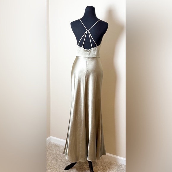 Jenny Yoo Collection Alessia satin high neck woman bridal back strap dress 4 - Picture 5 of 13